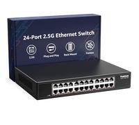 YuanLey Switch Ethernet 2.5G a 24 Porte, Switch Non Gestito Multi-Gigabit con 24×2.5G RJ45, Capacità 120Gbps, Design in Metallo Fanless, Montaggio Desktop/Rack per NAS, PC e Access Point WiFi 6