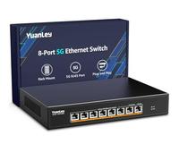 YuanLey Switch Ethernet 8 Porte 5G, 8×5Gbps RJ45, Capacità di Commutazione 80Gbps, Switch di Rete Non Gestito Plug & Play, Montaggio su Desktop o Rack 19", Ideale per NAS, WiFi 6 e Gaming