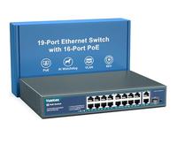 YuanLey Switch Poe 16 Porte 2 Uplink Ethernet Gigabit, 1 Porta SFP, Supporto Poe+ 250W 802.3af/at, Switch di Rete Non Gestito con AI Watchdog, VLAN, Protezione 6KV, Rackmount Plug And Play