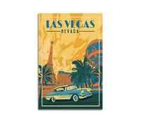 YUANLY Poster vintage da viaggio LAS VEGAS NEVADA Quadro decorativo su tela da parete e arte per la camera da letto, 30 x 45 cm