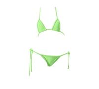 YUANMO Bikini sexy da donna, mini reggiseno con lacci, perizoma, costume da bagno a due pezzi, Verde, S