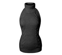 YUANMO Maglione Pullover Sexy Anime Cosplay Maglione Aperto Senza Maniche Stile Giapponese con Collo Dolcevita (Tipo Nero 1, Taglia Unica)