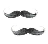 Yuannee Baffi Finti,2 PCS Baffi Ricci Uomo Realistici Autoadesivi con Barba Finta e Pizzetto per Carnevale Cosplay Detective Vecchio Costume Halloween Nero Adatto per Adulti e Bambini