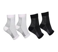Yuannee Calzini a Compressione Ortopedici,2 PCS Supporto Caviglia Fascite Plantare Calze Neuropatiche Antiscivolo con Tessuto Traspirante per Sport Dolori Articolari Bianco Nero