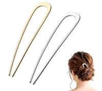 Yuannee Forcine per Capelli Francesi in Metallo a Forma di U,2 PCS Fermagli per Capelli Eleganti Oro e Argento Fermagli Capelli per Donne e Ragazze Adatti per Chignon Cerimonie Lauree