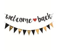 Yuannee Ghirlanda Welcome Back,Nero Ghirlanda di Welcome Back Benvenuto Home Banner Striscione Bentornato a Casa per La Decorazione Dell'aula Scolastica Decorazione