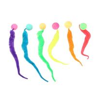 Yuannee Giochi per Gatti,6 PCS Palline Interattive Rimbalzanti per Gatti con Piume Giocattoli in Gomma Colorata per Interni Coda Lunga con Effetto Magico Stimola Movimenti Naturali per Cuccioli