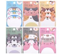 Yuannee Note Adesive Colorate,6 PCS Memo Adesivi Animali Foglietti Adesivi Piccoli Oggetti per la Scuola Note Appiccicose Blocchetti Memo Mini per Bambini Scuola Ufficio Forniture
