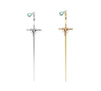 Yuannee Segnalibri Spada di Metallo,2 PCS Bacchette per Capelli Spada Vintage Segnalibro in Metallo con Ciondolo Design Unisex Retrò per Donne Collezionisti Mini Spada Decorativa Oro Argento