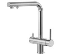 YUANNY Rubinetto Lavello Cucina a 3 Vie per Sistemi Osmosi, Miscelatore Cucina 3 in 1 per Filtro de ll'acqua, Rubinetto Acqua Potabile a Doppia Leva, Girevole a 360°, Calda e Fredda,in Acciaio Inox