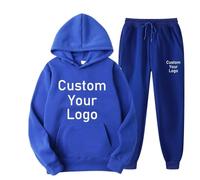 YUANOU Uomo Donna Regali Personalizzate Stampati Felpe con Cappuccio e Pantaloni, Personalizzati Set di Felpe e Pantaloni della Tuta con Foto/Logo/Testo Blue,3XL