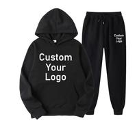 YUANOU Uomo Donna Regali Personalizzate Stampati Felpe con Cappuccio e Pantaloni, Personalizzati Set di Felpe e Pantaloni della Tuta con Foto/Logo/Testo Black,S