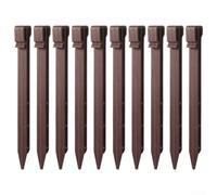 Yuanpgky 12 picchetti resistenti per bordi da giardino, 25,4 cm, picchetti di ancoraggio per fioriere, aiuole, prato e giardini rocciosi, chiodi in plastica marrone per terra