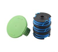 Yuanpgky 2900719 Copertura e lenza di ricambio blu per tosaerba Greenworks 2101602, 2101602A per tosaerba - 4 m con alloggiamento in plastica (set da 4 pezzi)