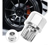 Yuanpgky 35/19PT - Chiave antifurto per la rimozione dei dadi delle ruote in acciaio, colore argento, 20 x 28 mm