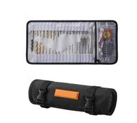 Yuanpgky Borsa portautensili arrotolabile per uso intensivo, nylon 1680D con rivetti rinforzati, 36 tasche elastiche e scomparto per trapano integrato, compatibile con cintura per (A)