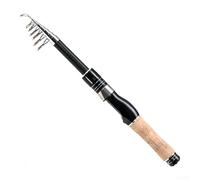 Yuanpgky Canna da pesca telescopica in fibra di carbonio per fusione, 1,6/1,8/2,1 m, finitura in finto legno, leggera e portatile, con guide in acciaio inossidabile, alta resilienza per (nero 210))