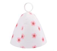 Yuanpgky Cappello da sauna in feltro ispessito per protezione dal calore - Tappo isolante per bagno e bagno turco, taglia adatta alla maggior parte delle persone, blu neve/foglie verdi/fiori rosa