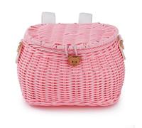 Yuanpgky Cestino per bambini per bici senza pedali per bambini, in plastica intrecciata, per cestino da bici con doppio uso come zaino a tracolla, compatibile con la maggior parte dei manubri, 7,1 x