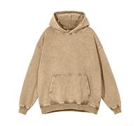 Yuanpgky con Cappuccio Uomo Vintage Lavata Sciolta con Cappuccio Uomo | per stile vintage lavato, finitura distressed, design sciolto, ideale per look retrò, comfort superiore