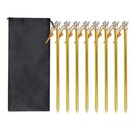 Yuanpgky Confezione da 8 picchetti per tenda da esterno, in alluminio, con fori per corda, punta piatta per sabbia, fango, erba, campeggio, escursionismo, baldacchino, telone (giallo)