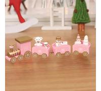 Yuanpgky Decorazione natalizia in legno a forma di trenino con Babbo Natale, pupazzo di neve e orso, per albero di Natale e decorazioni natalizie per la casa (rosa)