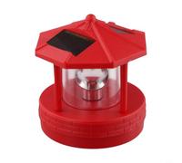 Yuanpgky Faro solare rotante da giardino, 360 gradi per esterni, prato e lampione stradale con doppio pannello solare, alloggiamento in ABS resistente alle intemperie, 11 x 10 x 11 cm, 6 (rosso)