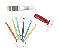 Yuanpgky FCR6 - Set di 3 pettini a pinna per la pulizia di condensatori ed evaporatori, con pettine lisciante in acciaio inox, spazzola in plastica compatibile con frusta