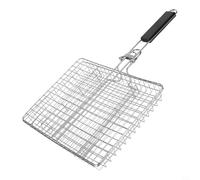 Yuanpgky Griglia pieghevole in acciaio inox per barbecue portatile, 50,5 x 31 x 4 cm, lavabile in lavastoviglie, resistente alla ruggine, con maniglia di bloccaggio per pesce e tagli grandi