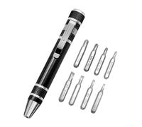 Yuanpgky Kit di cacciaviti tascabili con 8 testine intercambiabili per riparazione e smontaggio, design compatto per uso domestico e officina, nero, rosso, blu (nero)