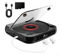 Yuanpgky Lettore CD portatile con suono Hi-Fi, riproduzione wireless e cablata, batteria ricaricabile per viaggi a casa, compatibile con vari formati di dischi (nero)