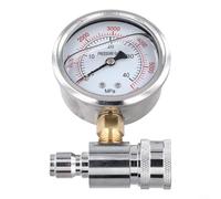 Yuanpgky Manometro a connessione rapida da 3/8" per sistemi di idropulitrici ad alta pressione, 5000 PSI antiurto e resistente alla pressione con adattatore femmina e maschio da 3/8", in acciaio