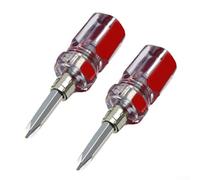 Yuanpgky Mini cacciavite a croce e a taglio doppio con meccanismo a cricchetto, in lega di acciaio e manico in PVC, lunghezza totale 65 mm, per uso domestico e officina, 2 pezzi