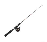 Yuanpgky Mini canna da pesca sul ghiaccio e mulinello per combo, telescopica portatile 60-65 cm estesa, in fibra di vetro leggera per rilevamento di morsi sensibili, compatibile con nero per EVA o