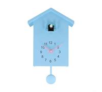Yuanpgky Orologio da parete a cucù contemporaneo con volume regolabile voci di uccelli movimento pendolo decorazione casa soggiorno (blu)
