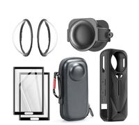 Yuanpgky Pacchetto di protezione per action camera Insta 360 X5, include custodia per il trasporto, protezione obiettivo e pellicole protettive per lo schermo per la sicurezza