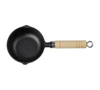 Yuanpgky Piccola padella in ferro per friggere le uova, struttura in ghisa spessa non rivestita con design a fondo piatto, non compatibile con fornelli a induzione e gas (11 x 4 cm)