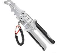 Yuanpgky Pinze spelafili a gomito 9 in 1 con portachiavi a molla, tagliacavi e crimpatrice per elettricisti, spelafili da 0,8-1,6 mm, funzione chiave 8 mm/10 mm (B)