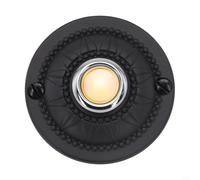 Yuanpgky Pulsante per campanello illuminato, interruttore rotondo in metallo per campanello anteriore, con luce a LED in ferro nero, pulsante per campanello da parete