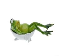 Yuanpgky Rana da giardino verde in resina, statuetta decorativa per esterni, interni, patio, decorazione per la casa, resistente alle intemperie, design artistico, 18 cm