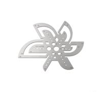 Yuanpgky Righello per cinturino in acciaio inox, modello stencil con calibro ad angolo arrotondato e sagoma circolare per cinturino in pelle, strumento di misurazione e punzonatura per riparazione