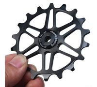 Yuanpgky Ruota deragliatore posteriore con cuscinetti in ceramica 16T/18T per biciclette a 7-12 velocità, puleggia stretta e larga compatibile con componenti per bici da montagna e strada, nero 18T