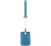Yuanpgky Scopino per WC emisferico con manico esteso per una pulizia profonda senza angoli morti, setole morbide e base resistente agli spruzzi per la manutenzione igienica del bagno (blu)