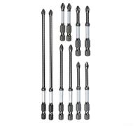 Yuanpgky Set di 10 punte magnetiche per cacciavite D2 in lega di acciaio, 50-100 mm, testa a croce per cacciaviti portatili e trapani elettrici, riparazioni domestiche e automobilistiche