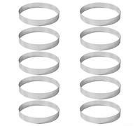 Yuanpgky Set di 10 stampi da forno in acciaio inox, forati, per torte mousse, teglie rotonde da 5/6/7/8 cm, con foro, compatibili con forno e lavastoviglie (8 cm)