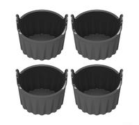 Yuanpgky Set di 4 stampini da forno in silicone per friggitrice ad aria e forno, non riutilizzabili, per uova, muffin, cupcake e budini, tortiere per alimenti con (grigio)