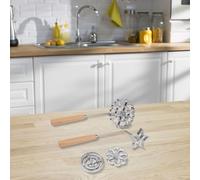 Yuanpgky Set di 6 stampi in ferro a rosetta con manico, per Bunuelos in lega di alluminio, per cottura tradizionale, compatibile con fiori, stelle, cerchi, kit di utensili da cucina