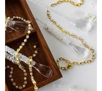 Yuanpgky Set di decorazioni per albero di Natale con ghirlanda di perle e strass da 1,2 m e 4 pezzi di perle da 10,2 cm, decorazioni per interni stagionali