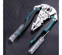 Yuanpgky Strumento spelafili multifunzione 11 in 1, con funzione di misurazione e impugnatura ergonomica, per elettricisti, pinze elettriche professionali per tagliare fili e (verde scuro)