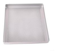 Yuanpgky Teglia da forno quadrata in alluminio perforato, 28 x 28 cm, superficie antiscivolo, spessore 1,5 mm, vassoio in lega per una distribuzione uniforme del calore per torte, pane, pizza